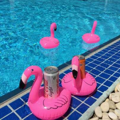 火烈鸟造型泳池派对饮料漂浮杯，夏季沙滩游戏漂浮玩具，游泳池充气饮料杯架，水杯垫，充气饮料杯支架，迷你水上杯垫，漂浮充气杯架，多形状游泳杯架，漂浮洗澡玩具，送给亲朋好友的完美礼物，游泳、婚礼、单身派对泳池装饰，夏季泳池必备品