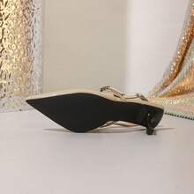 Women's Pointed Toe Mule Slippers, Fashionable New High Heel Slip-On Shoes, Versatile And Elegant - Khaki - View 5