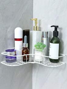1pc Corner Shelf, Bathroom Triangle Shelf, No Drilling Required, Triangular Multifunctional Self-Adhesive Wall-Mounted Corner Storage Rack, Bathroom Storage Shelf, Kitchen Storage Rack, Cosmetic Hanging Rack - White - View 4
