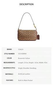 Coach Plaza Printed Women's Single Shoulder Handbag CCC42B4N4 - 棕黃色CCC42B4N4 - 查看 6