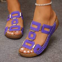 Large Solid Color Slippers For Women, New Fish Mouth, Thick Sole, Fashionable Belt Buckle, One Line Cool Slippers, Beach Item - 黑色 - 查看 5