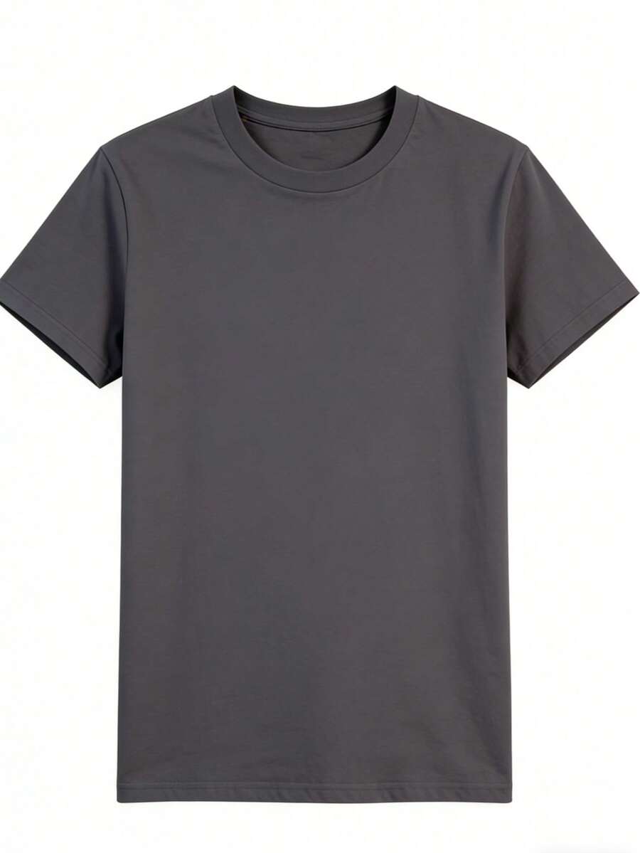 Women's Plain Black Basic Short Sleeve T Shirt Casual Crew Neck Solid Color Soft Breathable Loose Fit Casual Tee Daily Casual Layering Outfit Casual Tops Tees Shirts For Women - 灰色 - 查看 1