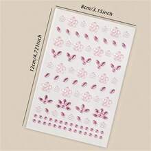 1 Sheet 3D Flower Eye Face Tattoos Self-Adhesive Five-Petal Flower Rhinestone Stickers Diamond Crystal Gems Party Supplies - White - View 2