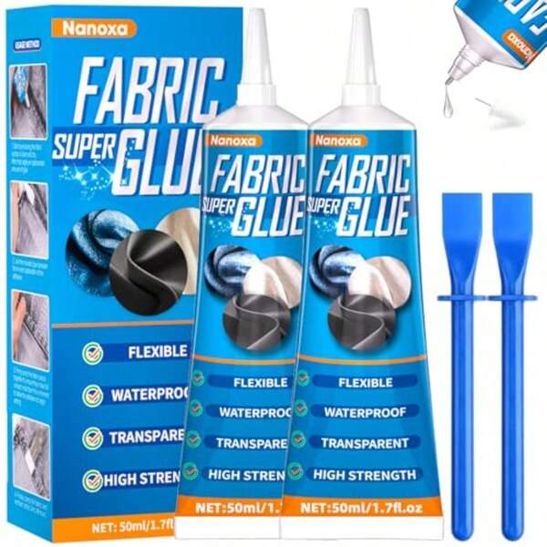 100ml Fabric Glue Extra Strong Quick Bond Fabric Adhesive Machine Washable And Permanent Bond For Clothing Hemming Leather DIY Crafts Doll Repair Upholstery Textile Felt And Badges