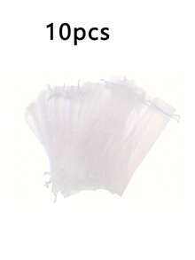 1-100pcs Drawstring Organza Gift Bags, Used For Folding Hand Fan Storage, Gauze Bags, Rectangular Gift Bags, Multi-Purpose Transparent Organza Bags, Handmade Packaging Bags, Party Wedding Favors; First Birthday Gifts, Wedding Favor Gift Bags, Party Gifts, Fan Storage - White - View 13