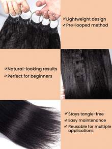 Tóc nối Remy siêu nhẹ kiểu Bohemian, tóc thẳng Remy siêu nhẹ, kiểu móc sợi lông vũ, 50g/150g/250g/350g, tóc nối liền mạch vô hình, kiểu móc sợi Miracle Knot phù hợp cho phụ nữ có mái tóc mỏng. - Natural Black - Xem 6