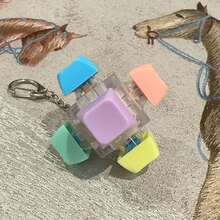 1pc 6-Key Stress Relief Squeeze Toy, Mechanical Fidget Keychain - Multicolor - View 9