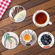 8pcs DIY Diamond Painting Coaster Set With Stand - Abstract Art Theme, Round And Asymmetrical Shape Diamonds, Wooden Craft Kit, Suitable For Adults And Beginners - View 2