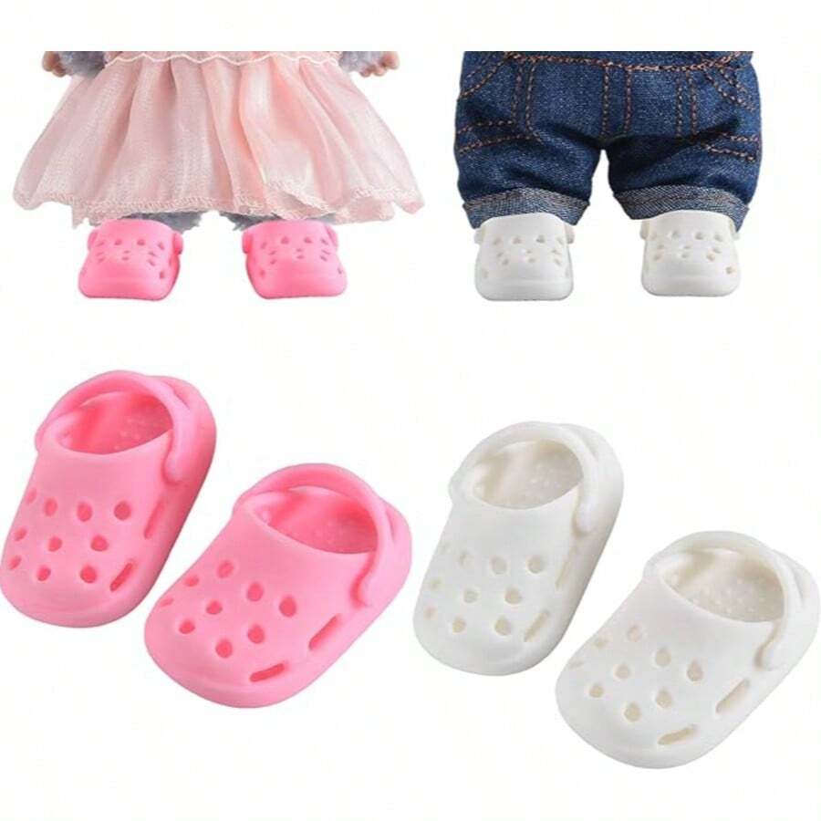 【夏季新品】Laububu 可爱娃娃鞋，适合 4-7 英寸（约 10.2-17.8 厘米）娃娃，高品质娃娃鞋，可搭配 Lububu 娃娃服装和套装，凉鞋 - 彩色 - 查看 1