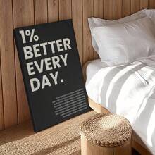 1pc Minimalist Inspirational Wall Art, Motivational Quote, Girl Apartment Artwork Wooden Framed Wall Art, Wrapped Canvas Vintage Prints Poster, 1 Better Everyday - Minimalist, Modern, Minimalist, Contemporary Style, Birthday Party Decor, Decorative Wall Art for Living Room Bedroom Office, Hanging Hardware Included - Wrapped Framed Canvas, Vertical - Lienzo enmarcado - Ver 9