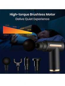 LCD Fascia Gun - 1200mAh USB Rechargeable Upgraded Faica Gun - Muscle Relaxation Massager Instrument With 4 Massage Heads & 6 Speeds, Touch Buttons. Suitable For Office Workers To Use While Sitting For Long Periods, For Athletes And Bodybuilders To Use For Relaxation After Exercise Training. - màu đen - Xem 9