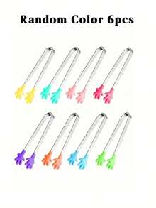 1/3/6个装可爱硅胶小夹子，厨房用品，烤面包冰块夹，适合家庭使用，冰钳，可爱茶会夹子，精美礼品，适合咖啡馆/婚礼/新娘送礼会/乔迁派对/生日派对、夏季、户外、露营（颜色随机） - 彩色 - 查看 10