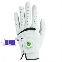 FINGER TEN 高级高尔夫手套，男士左手款，单只装，带球位标记，采用柔软的卡布雷塔羊皮和全天候防滑材质，带来极致舒适和奢华体验，是每位右手高尔夫球手的理想之选。 - 白色 - 查看 10