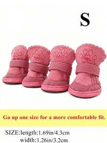 4pcs/Set Thick Faux Fur Pet Snow Boots, Suitable For Small-Medium Pets Indoor & Outdoor Wear, Fashionable & Warm - Multicolor - View 16
