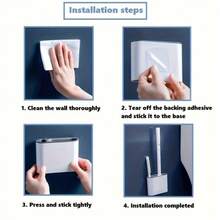 Toilet Brush With Wall-Mounted Storage Box - Flat Head Design, Suitable For Bathroom And Kitchen Cleaning - Blue - View 9
