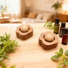 优雅胡桃木香薰机 - 木质香氛扩散器 - 木质精油扩散器 - 适用于家庭和汽车香薰扩散 - 精致木质香薰机 - 完美礼品之选 - 2pcs - 查看 4