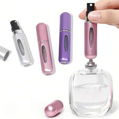 Chai xịt nước hoa có thể nạp lại 1/3/4 5ml, chai nước hoa du lịch, chai xịt nước hoa du lịch có thể nạp lại, được đóng gói riêng lẻ, chai nước hoa du lịch và bình xịt nước hoa cầm tay, chai nước hoa màu hồng lấp lánh có vòi bơm.