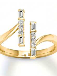 Anillo elegante chapado en oro de 18K con circonita, estilo minimalista, anillo de mujer, joyería de compromiso/boda con circonita, adecuado para uso diario, accesorios de fiesta o joyería de circonita. Por favor, llame para consultas. - Dorado - Ver 2