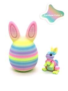 1pc 3D Rabbit Easter Egg, Creative Holiday Decor Gift, Suitable For Family Events, Holiday Outdoor, Easter Egg Hunt, Birthday Party, Outdoor Fun, Lawn Carnival, Thanksgiving, Back To School (Random Color Distribution In Rainbow Series) - Multicolor - View 9