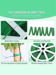 1 pieza Atador de plantas de jardín con cortador, 20 metros de ataduras de plantas de plástico verde para jardín, sujetadores reutilizables para plantas trepadoras, suministros de jardinería para entrenamiento y organización de plantas - 1 unidad verde - View 4