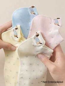 5 pares de calcetines tobilleros transpirables y adorables con diseños de cachorros (sin bordados) de colores aleatorios - Multicolor - Ver 1