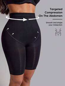 Women's High Waisted Tummy Shaping Bottom Pants Hip Lifting Short Bottom Pants Black Summer - Black - View 2