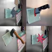 1pc Creative Cartoon Knife Shaped Magnetic Refrigerator Sticker, Comes With 3D Interesting Axe And Shuriken Decorations, Unique Fun Home Decor Gift Suitable For Iron Surfaces Like Home, Office, Refrigerator, Storage Cabinet - Multicolor - View 8