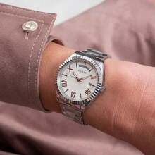 GUESS Women's Quartz Watch, Stainless Steel Band, Stainless Steel Case, Suitable For Everyday Wear, Parties And Other Occasions - GW0308L1 - White + Silver Strap - View 7