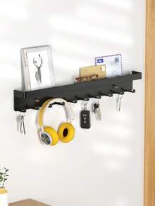 1pc Wall Mounted Key Holder, No Drilling Required, With 6/8/10 Hooks - Mail Organizer And Key Rack, Suitable For Entryway, Kitchen, Bathroom, Living Room, Hallway, Office, Wall Hooks - Multicolor - View 1