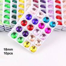 14毫米，20颗/包，扁平双孔精致玻璃水钻，圆形，适用于缝制婚纱、手提包、鞋子装饰、珠宝制作配件 - 14mm 20pcs - 查看 13