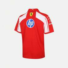Áo Polo Ferrari Unisex, Áo thun ngắn tay cổ bẻ dệt kim 71382901 - Đỏ và trắng - Xem 2