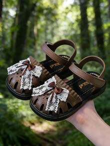 Giày sandal công chúa cho bé gái, giày bít mũi mùa hè. - màu nâu - Xem 4