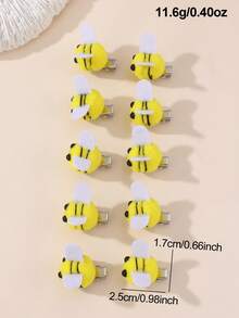 10个/套 女孩黄色蜜蜂发夹套装，适合日常装饰 - 黃色 - 查看 6