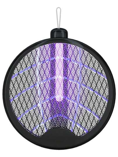 Raquete Elétrica Recarregável Mata Mosquistos Pernilongos Com Iluminação Luz UV Atrai Insetos Raquete Dobravél Com Suporte De Mesa E USB
