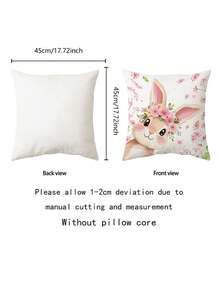 1 chiếc vỏ gối trang trí in hình thỏ Phục Sinh mềm mại, thoải mái, một mặt (không bao gồm ruột gối), thích hợp cho phòng ngủ, phòng khách, ghế sofa, trang trí tiệc. - Nhiều màu - Xem 2