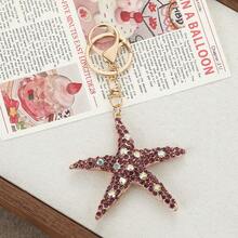 Novo chaveiro de estrela-do-mar totalmente cravejado de strass, pingente colorido em estilo oceano para carro, enfeite criativo para bolsa, joia boho em liga de zinco, verão. - Multicolorido - Ver 11