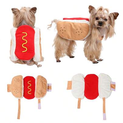 汉堡包造型宠物服装，趣味热狗宠物服装，万圣节狗狗服装，万圣节服装