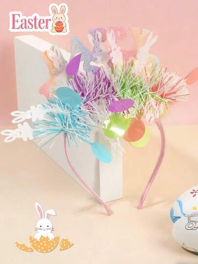 1 pieza Diadema con sombrero brillante y con purpurina para niñas, diadema de moda y colorida, tocado de conejo brillante, accesorio para el cabello único, perfecto para fiestas de Pascua, desfiles callejeros, actuaciones, reuniones familiares, vacaciones, regalo festivo para hija, accesorios para el cabello de adolescentes