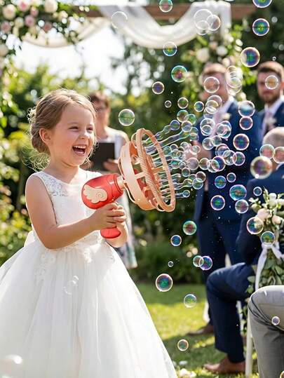 Máquina de burbujas eléctrica para niños - Soplador de burbujas automático de mano, material de plástico - Adecuado para fiestas interiores/exteriores, también es un gran regalo de cumpleaños para familiares y amigos (baterías no incluidas), juguetes para niñas, juguetes para niños, juegos de fiesta, burbujas de boda, pistola de burbujas
