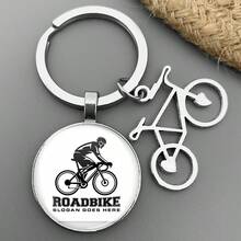 Medvang 1pc Zinc Alloy Mountain Bike/Road Bike Keychain For Cycling Enthusiasts - Antique Silver - View 3