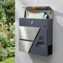 HOMCOM Buzones - Gris Oscuro - Ver 9