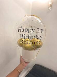 1 pieza - Globo transparente personalizable con nombre, globo de cumpleaños personalizado, diseño de globo personalizado, etiqueta adhesiva con nombre personalizado y globo transparente, gran bola elástica transparente, globo elástico transparente que se puede reventar, adecuado para bodas, celebraciones y fiestas - Multicolor - Ver 4