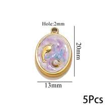 1/5pcs Lot Stainless Steel Charms Oval Dolphin Enamel Fish Charm Jewelry Making Materials For DIY Earring Pendant Supplies Crafts - Yellow Gold - View 17