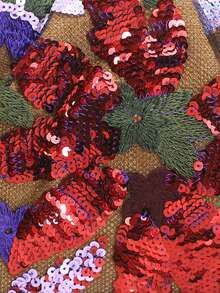 1pc Colorful PVC Sequin Floral Pattern Linen Fabric Mesh Embroidered Ruffle Cloud Clutch Bag, Shiny Elegant Evening Bag For Casual, Holiday, Party Use (Floral Sequin Pattern Randomly Sent) - Bold Plum - View 8
