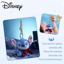 Disney 迪士尼授权史迪奇蝴蝶结毛绒背包挂件，莉萝与史迪奇毛绒玩偶钥匙扣，儿童节日礼物 - 彩色 - 查看 11