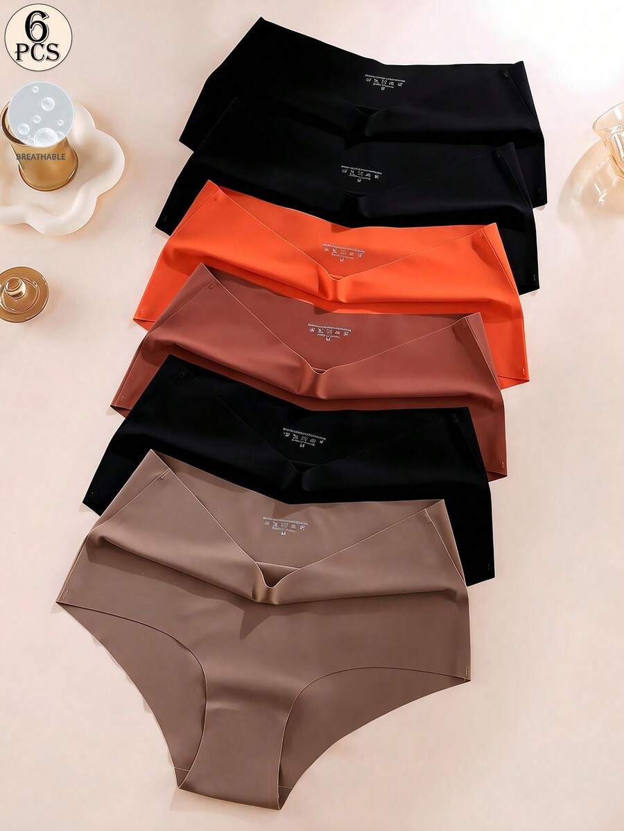 Aofeiqike 6 chiếc quần lót cạp cao kiểu Âu và Mỹ chất lượng cao, cỡ lớn, không đường may, thoáng khí, chất liệu lụa băng, đồ lót mỏng mềm mại thoải mái dành cho phụ nữ.
