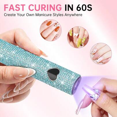 Handheld UV Light For Gel Nails, Mini Nail Lamp, Portable Cordless Rechargeable UV Led Nail Lamp Nail Dryer For Fast Curing Gel Polish USB Flashlight For Home DIY Manicure
