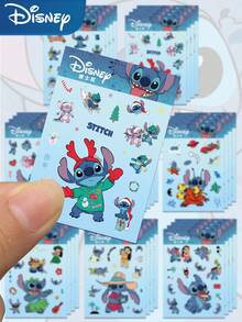 Disney 8入組迪士尼卡通史迪奇DIY拼圖貼紙，趣味酷炫塗鴉貼紙，適用筆電、行李箱、電腦、滑板、筆記本、手機殼，禮物與學校用品 - A - 查看 8