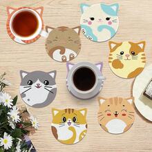 8pcs DIY Diamond Painting Coaster Set With Stand - Cat Theme, Round And Asymmetrical Diamond Shapes, Wooden Craft Kit, Suitable For Adults And Beginners - View 10