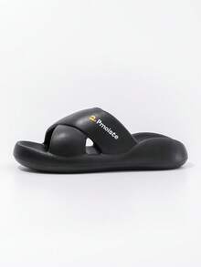 Slides For Women Cross-Over Shower Slides For Women Soft House Slippers Simple Fashionable EVA - Hitam - View 3